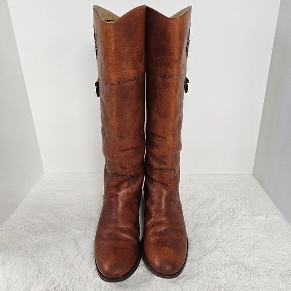 Frye & Co Brown High Equestrian Boots Leather Boho Western 9 - Picture 4 of 16
